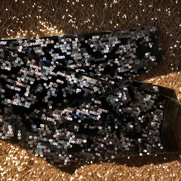 Black Sequins Leggings - New Years Party/Night Out - Picture 1 of 1